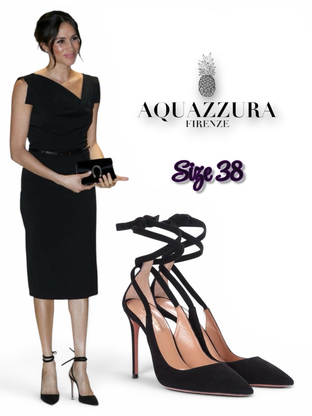 Authentic Aquazzura Milano 105 Black Suede Ankle-Tie Pumps - Size EU 38 EUC